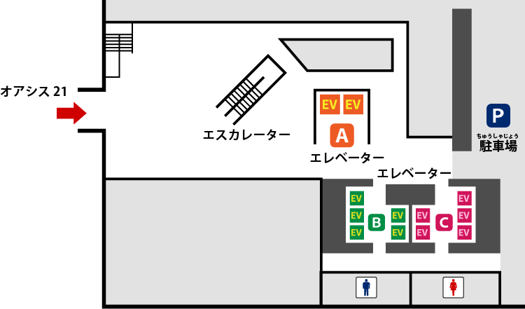 NHK名古屋放送センタービル地下2階のフロアマップ